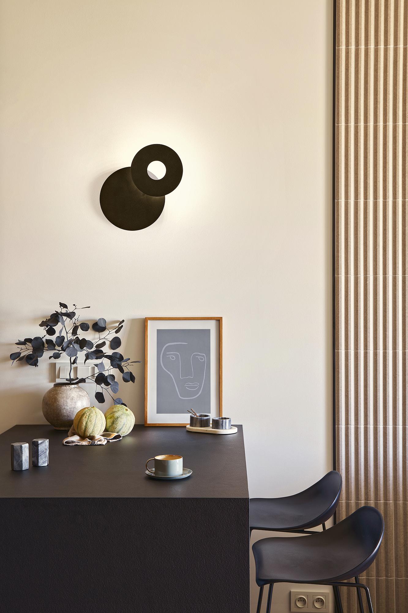 LED-Wandleuchte Hennes Rund Eisen 1-flammig Schwarz 2