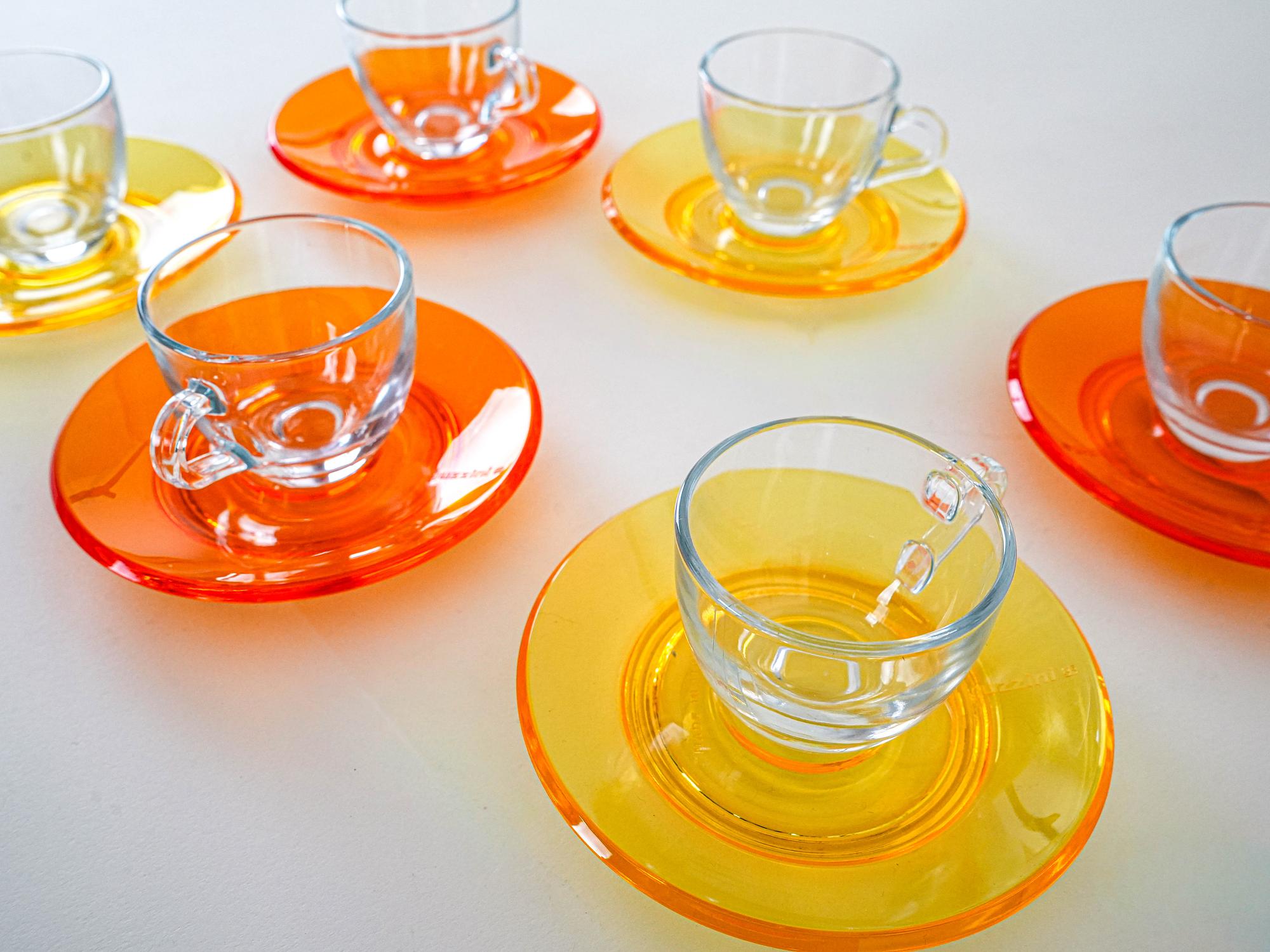 Glass Cup Set Multicolored 1970s 8