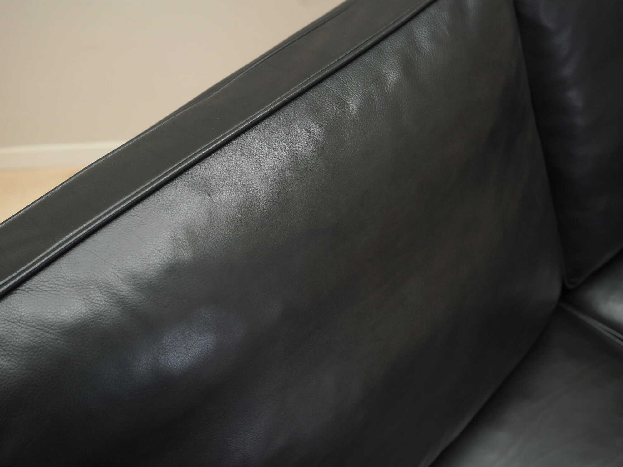 Sofa Leather Black 1970s 7