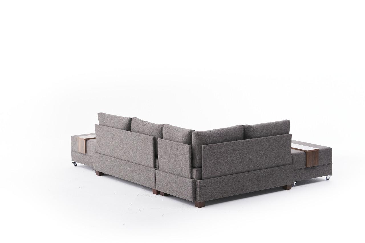 Fly Ecksofa Links mit 2 Hockern Braun 7