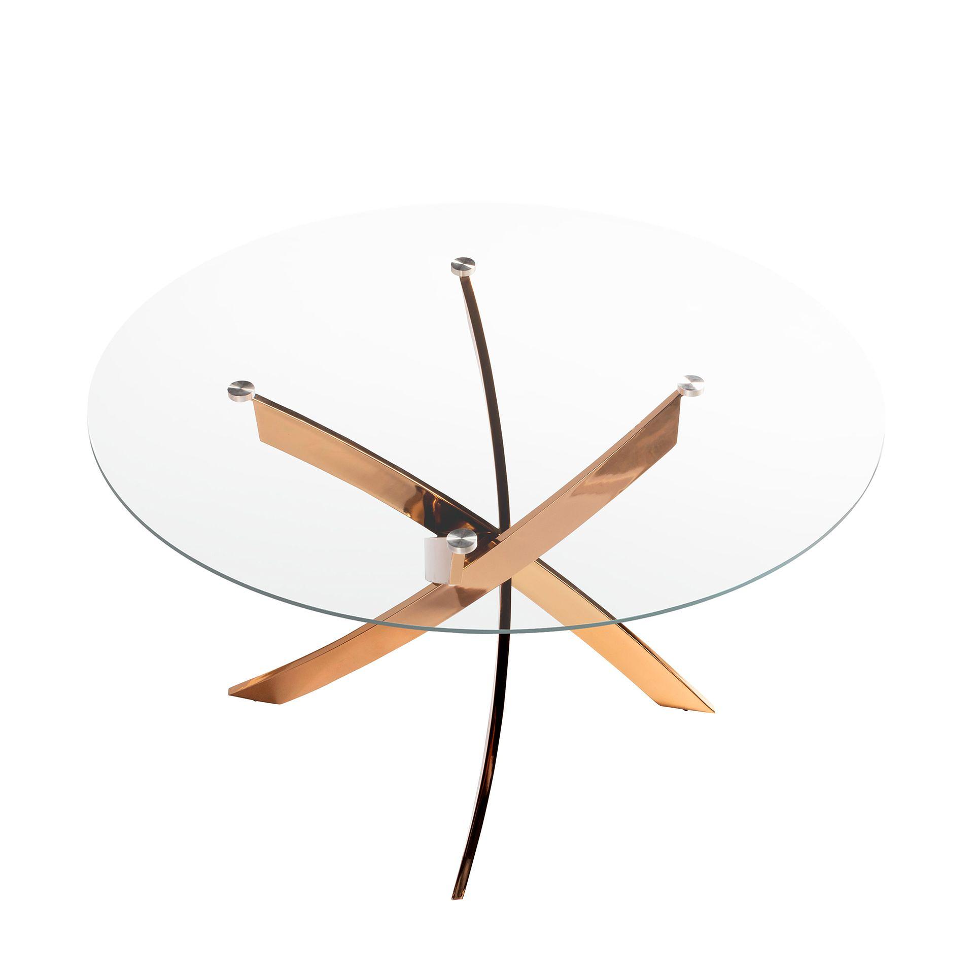 Runder Esstisch Glas Stahl Rosa Ø 100cm 6