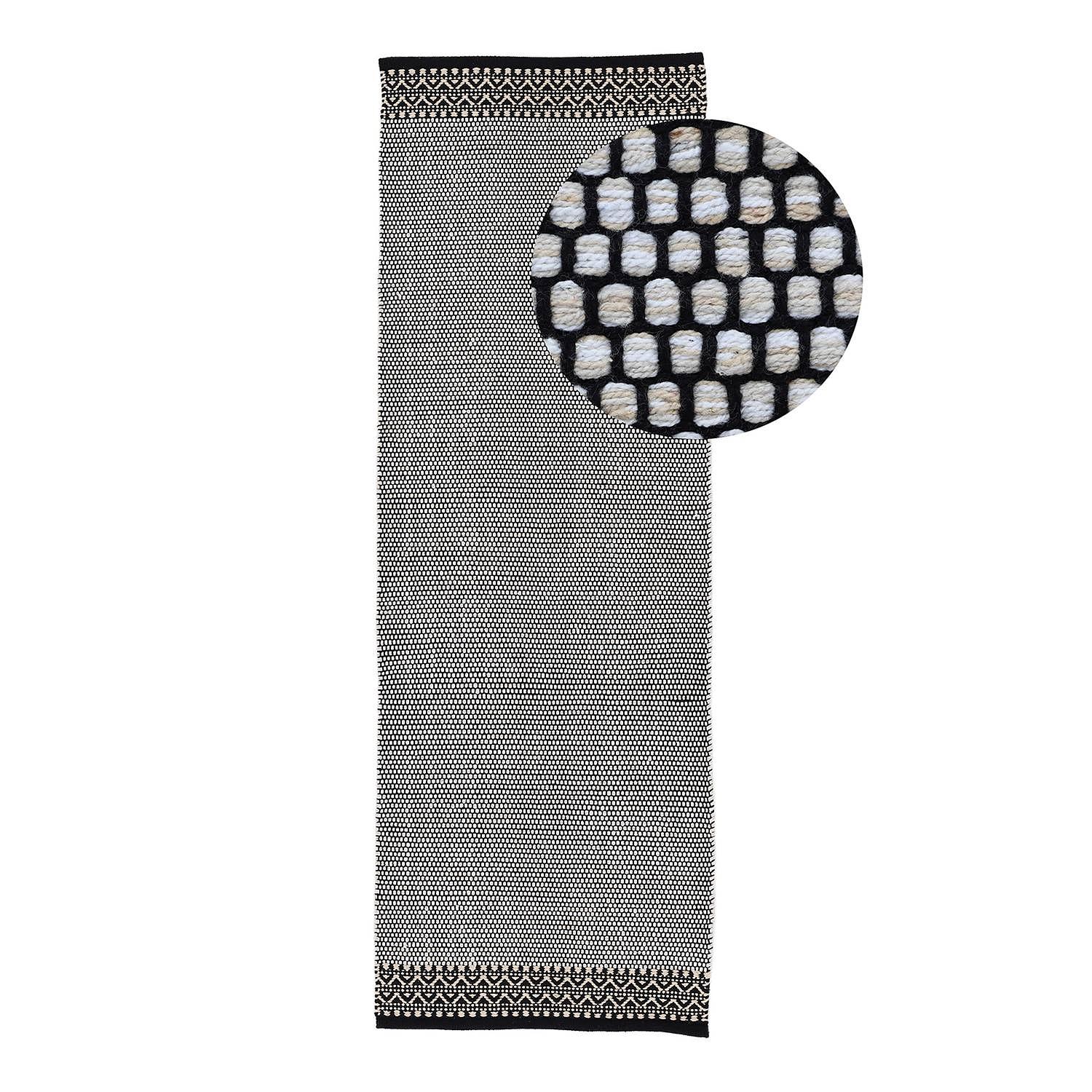 Kelim Mia Läufer Baumwolle Wendbar Schwarz 75 x 200 cm 0