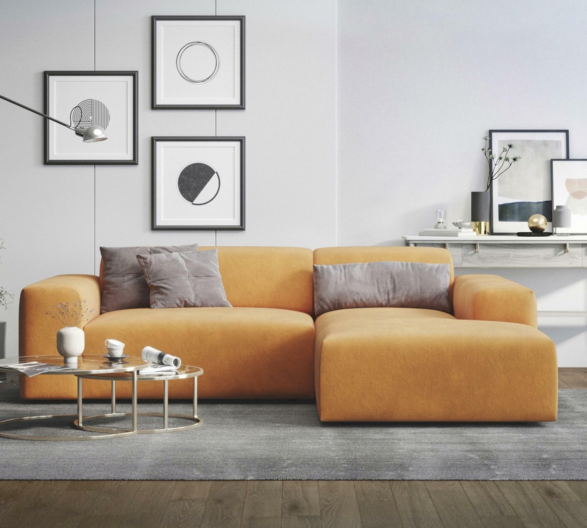 Karen Sofa 2-Sitzer Récamiere Rechts Samt Senf 0