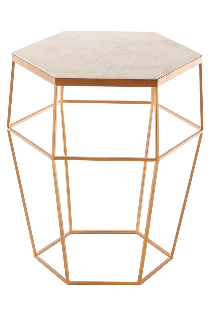 Shalimar Achteckiger Marmor und Gold Beistelltisch
 8