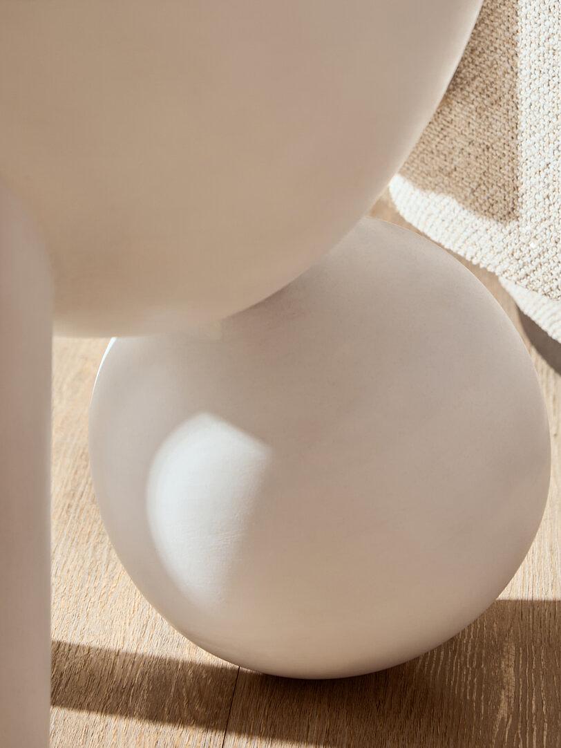 Walsa Mango Holz Kreis Säulen-Detail Beistelltisch Schwarz 1