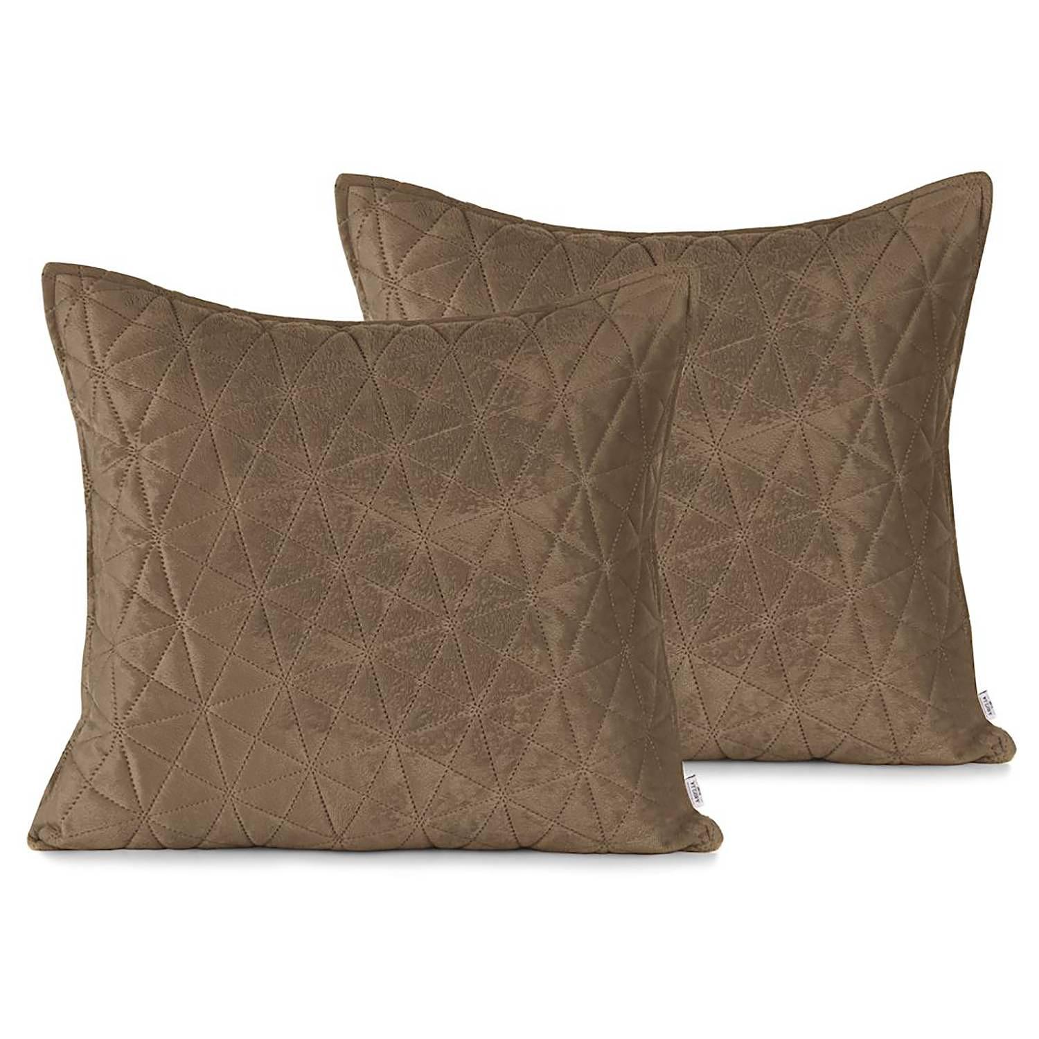 2x Pillowcase Aila Velvet-look Cappuccino 45 x 45 cm 0