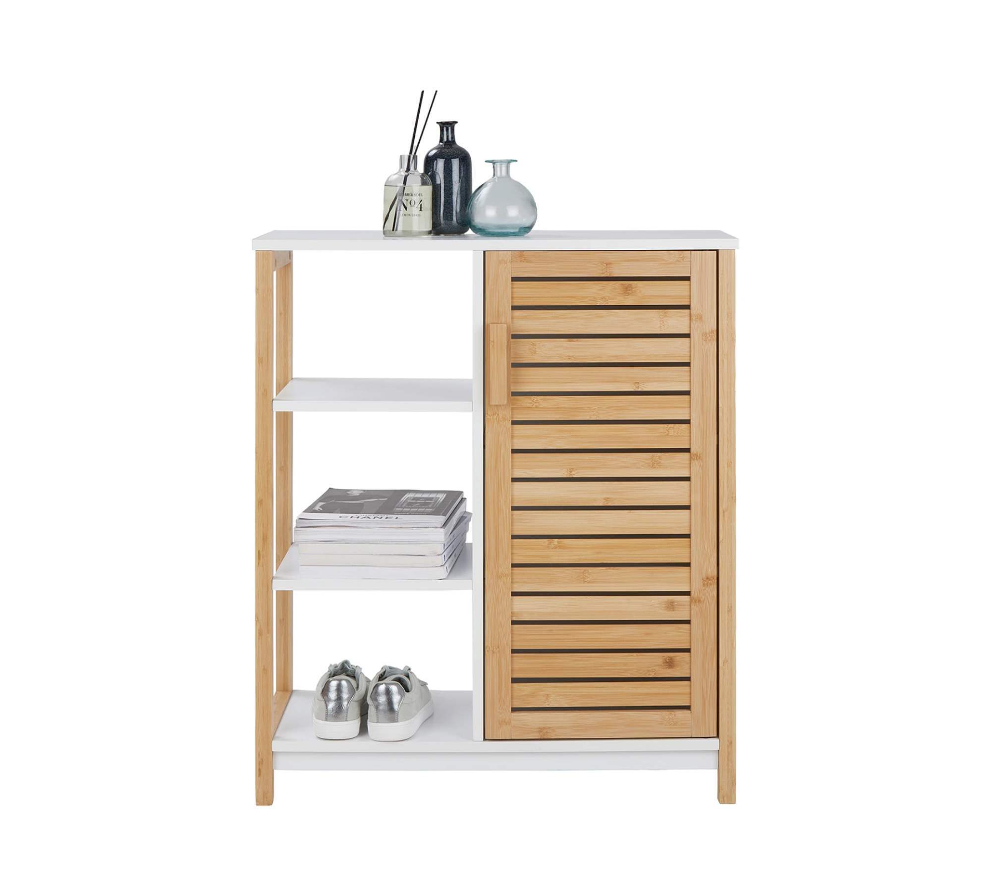 Badschrank Bambus Natur Weiß 5