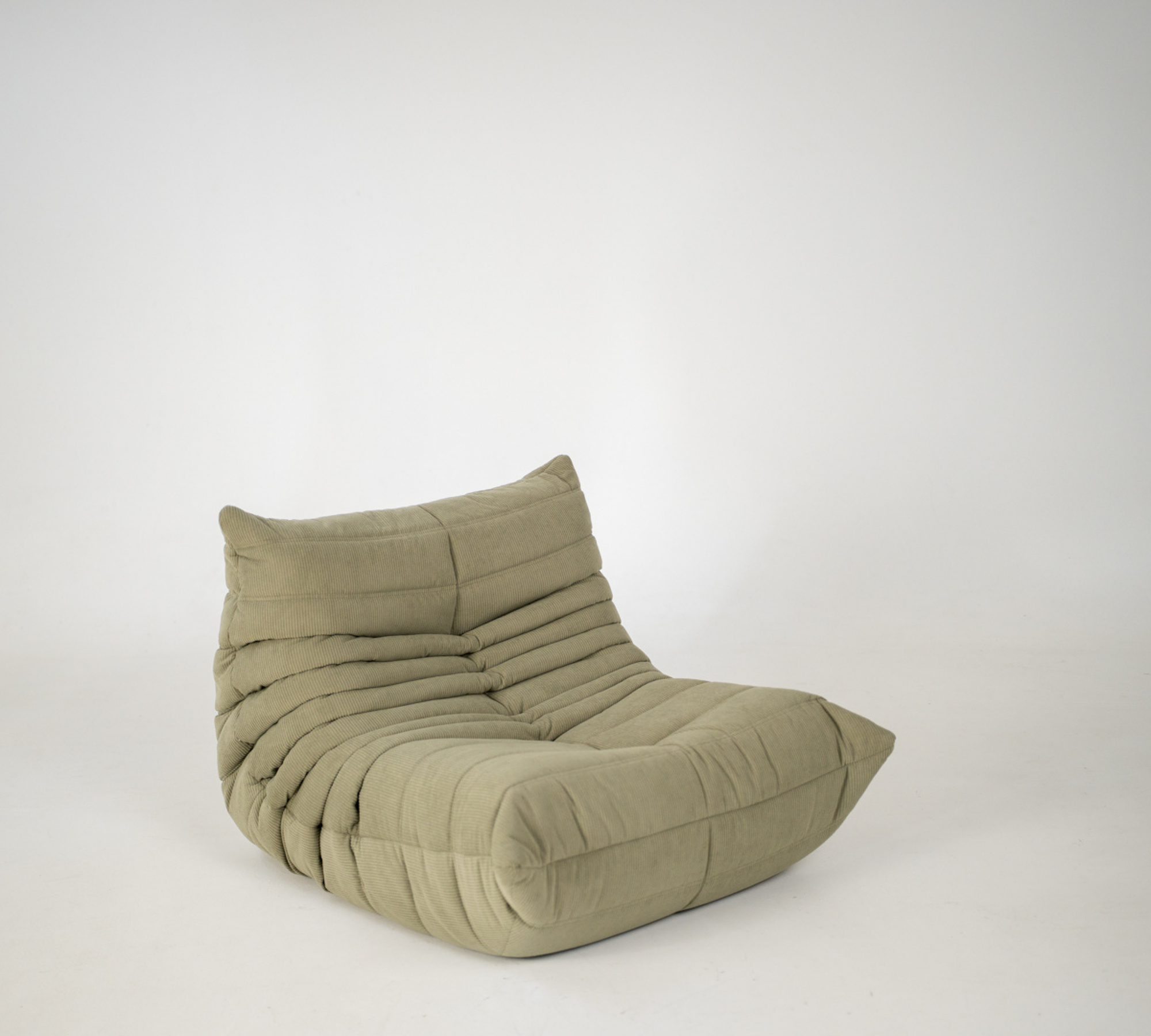 Set Poltrona e Ottomana Togo in Velluto a Coste Verde Salvia 3