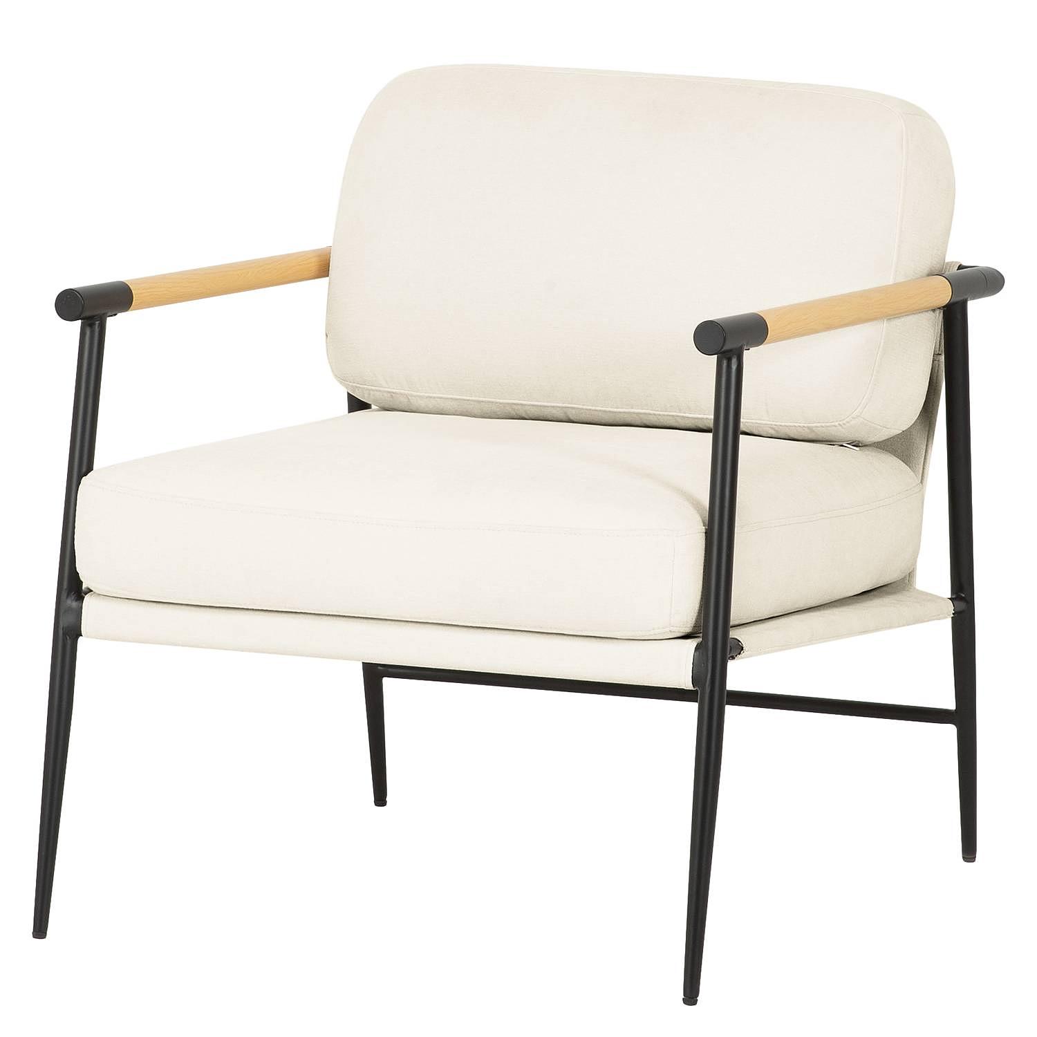 KOCANUS Lounge Chair Woven Fabric Iron Cream 1