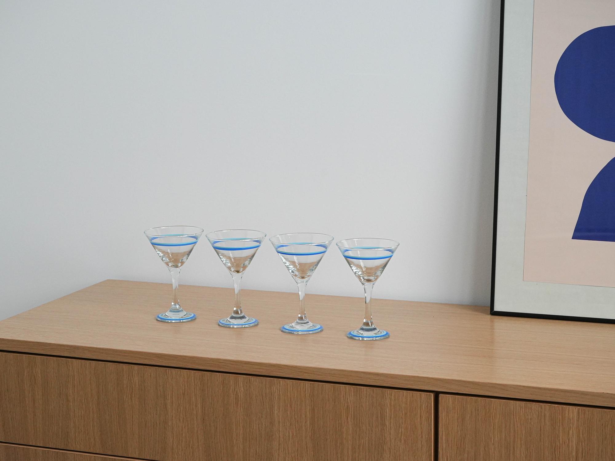 4x Martini Glasses Blue 1