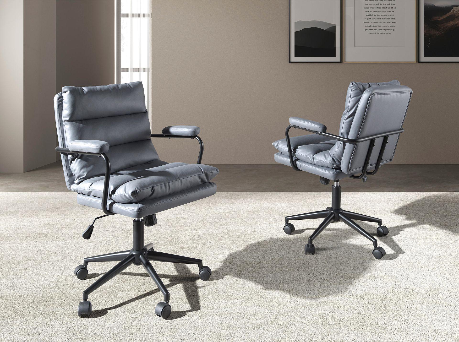 Swivel office chair textile grey 2