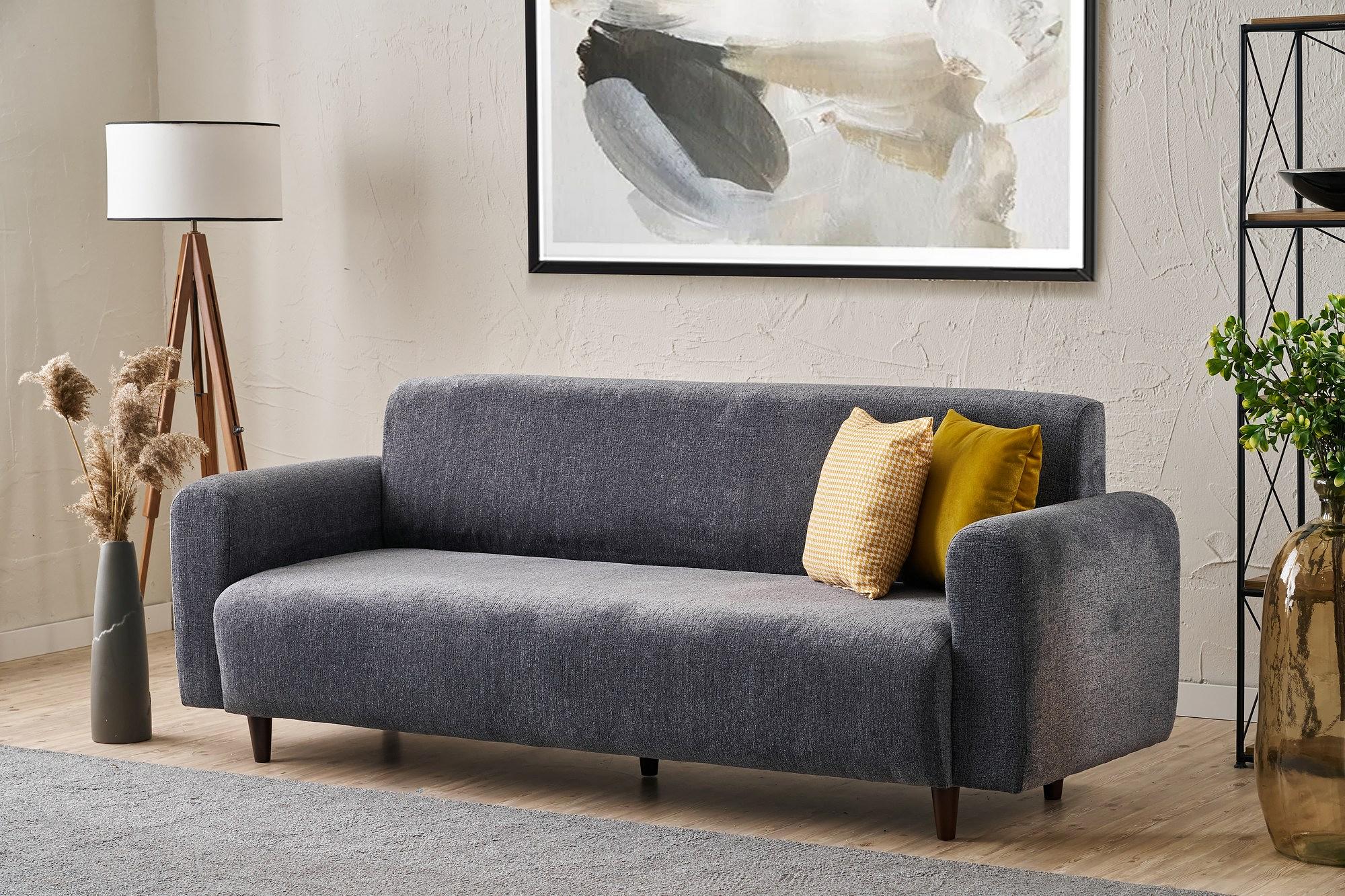 Noya Sofa 3-Sitzer Chenille Grau 1