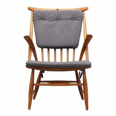 Vintage armchair beech fabric brown 1960s 0