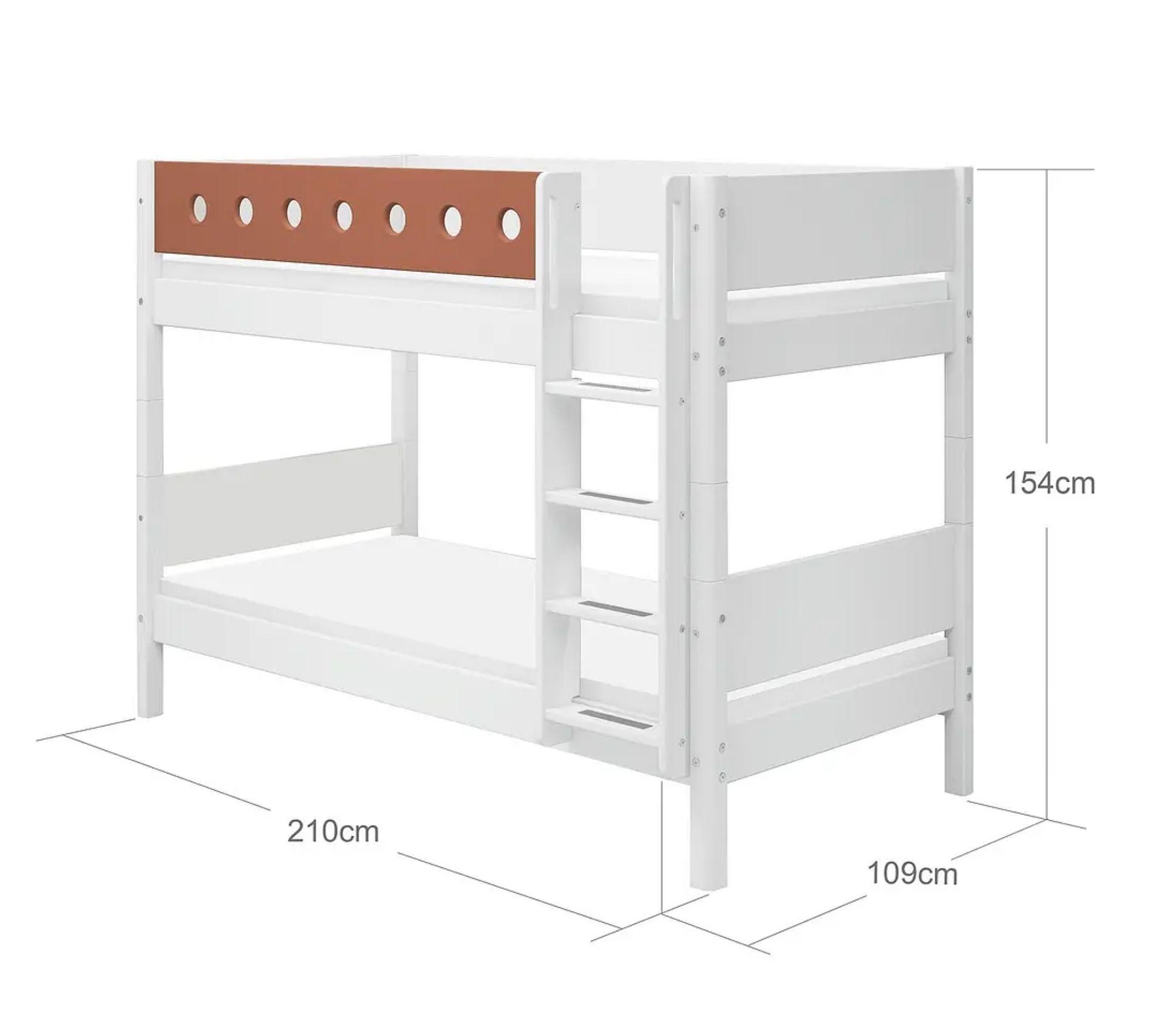 Etagenbett mit Gerader Leiter Holz Weiß 7