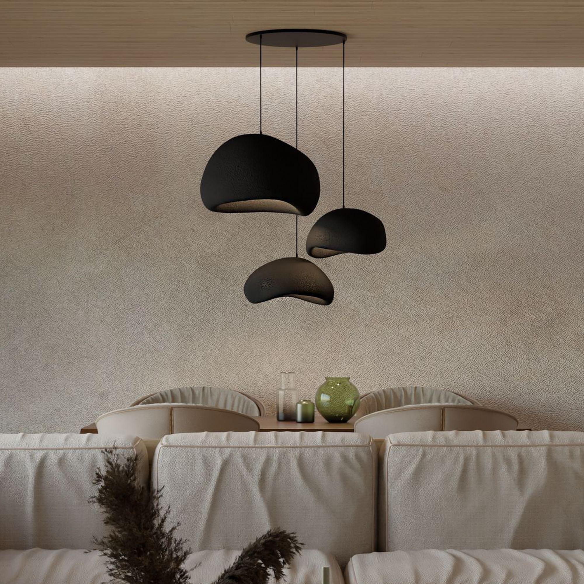 3-Flammig Wabi Sabi Stillforms Pendelleuchte Schwarz 0