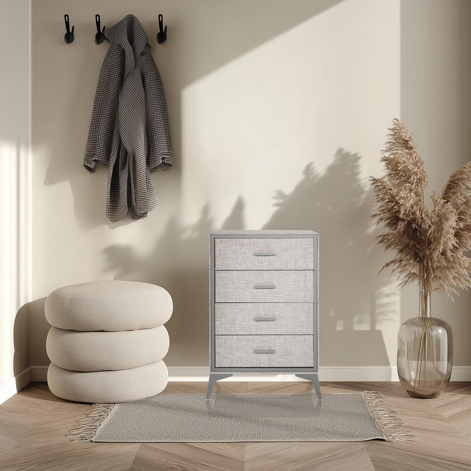 Chest of drawers SKUFFY 64x35x90cm 4 drawers grey hjh LIVING 2