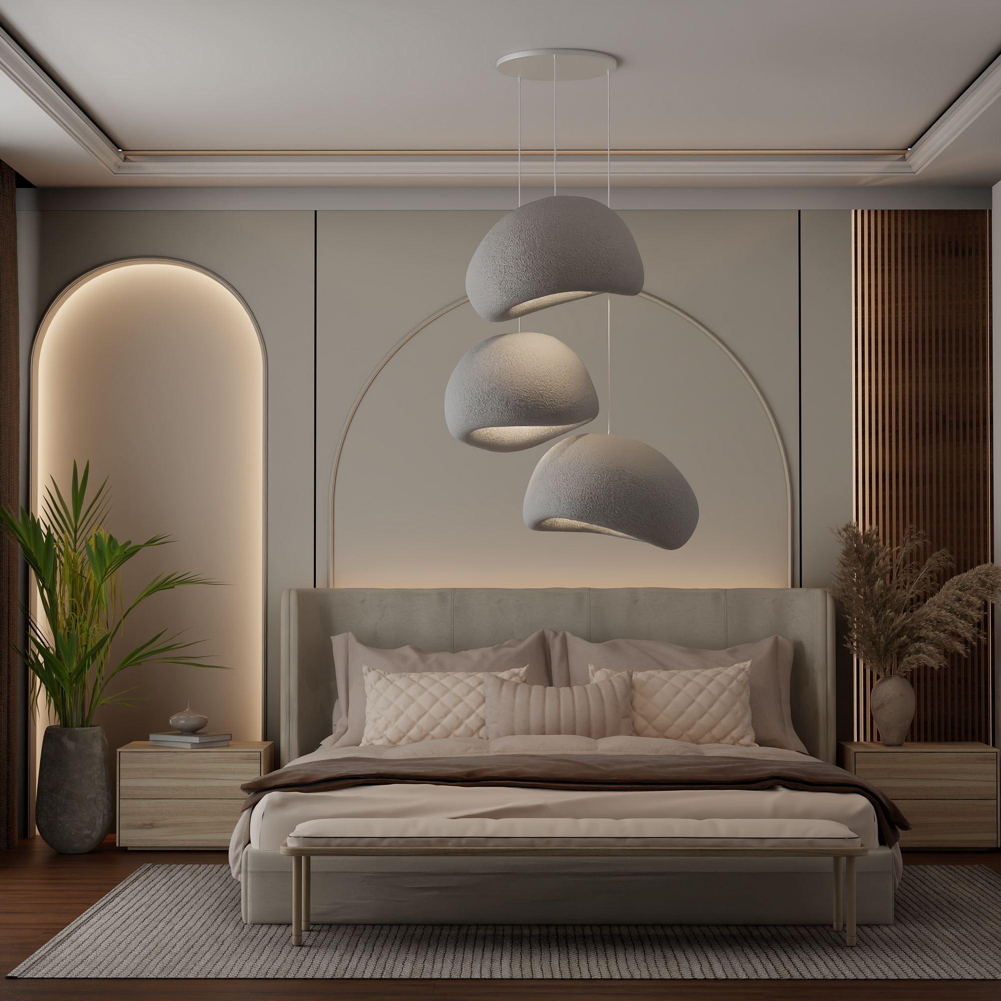 3-Flammig Wabi Sabi Nami Pendelleuchte Beton Grau 3