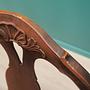 2x Vintage Stuhl & Bank Holz Samt Blau 1970er Jahre 10