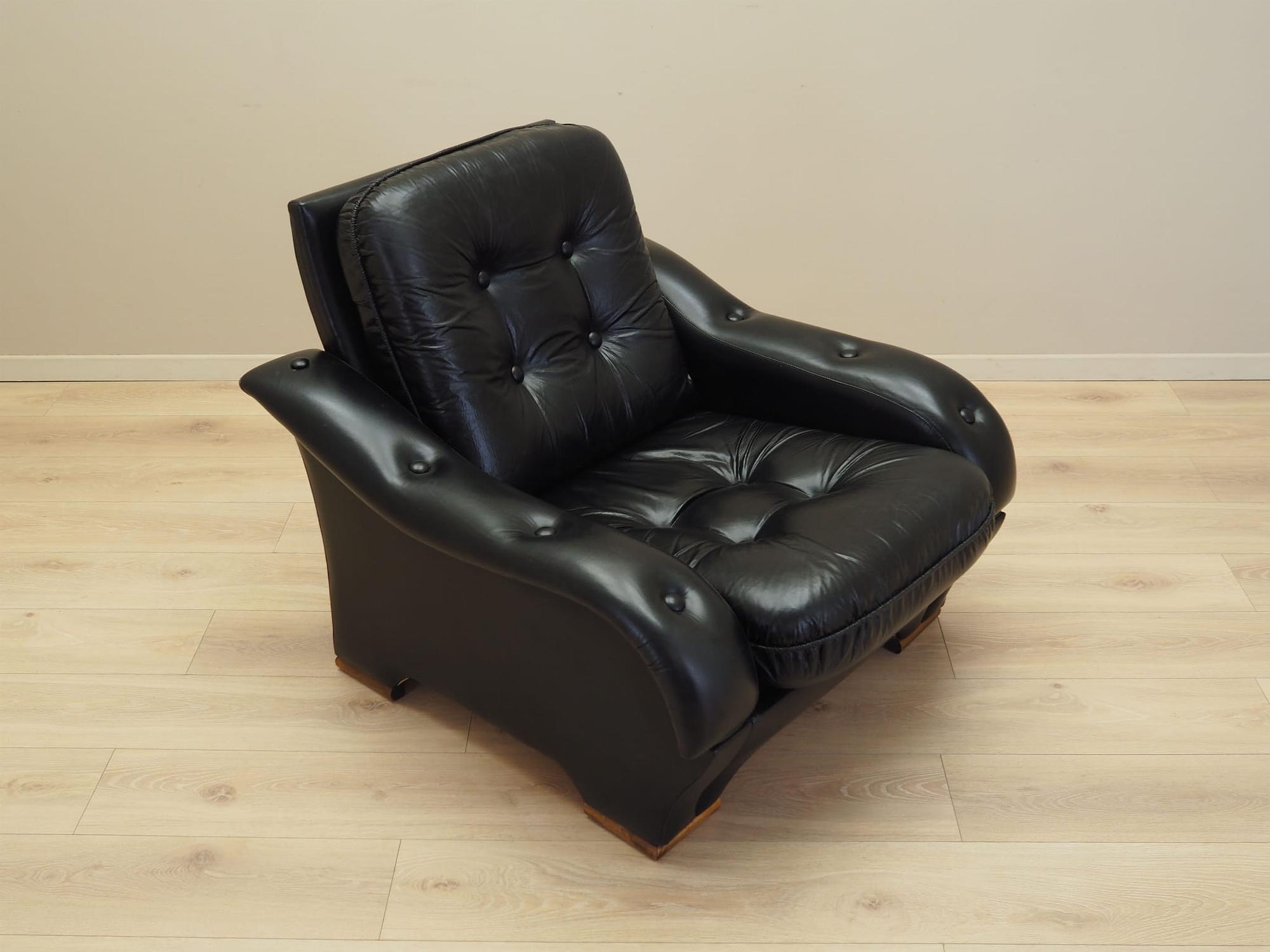 Armchair Faux Leather Black 1980s 11