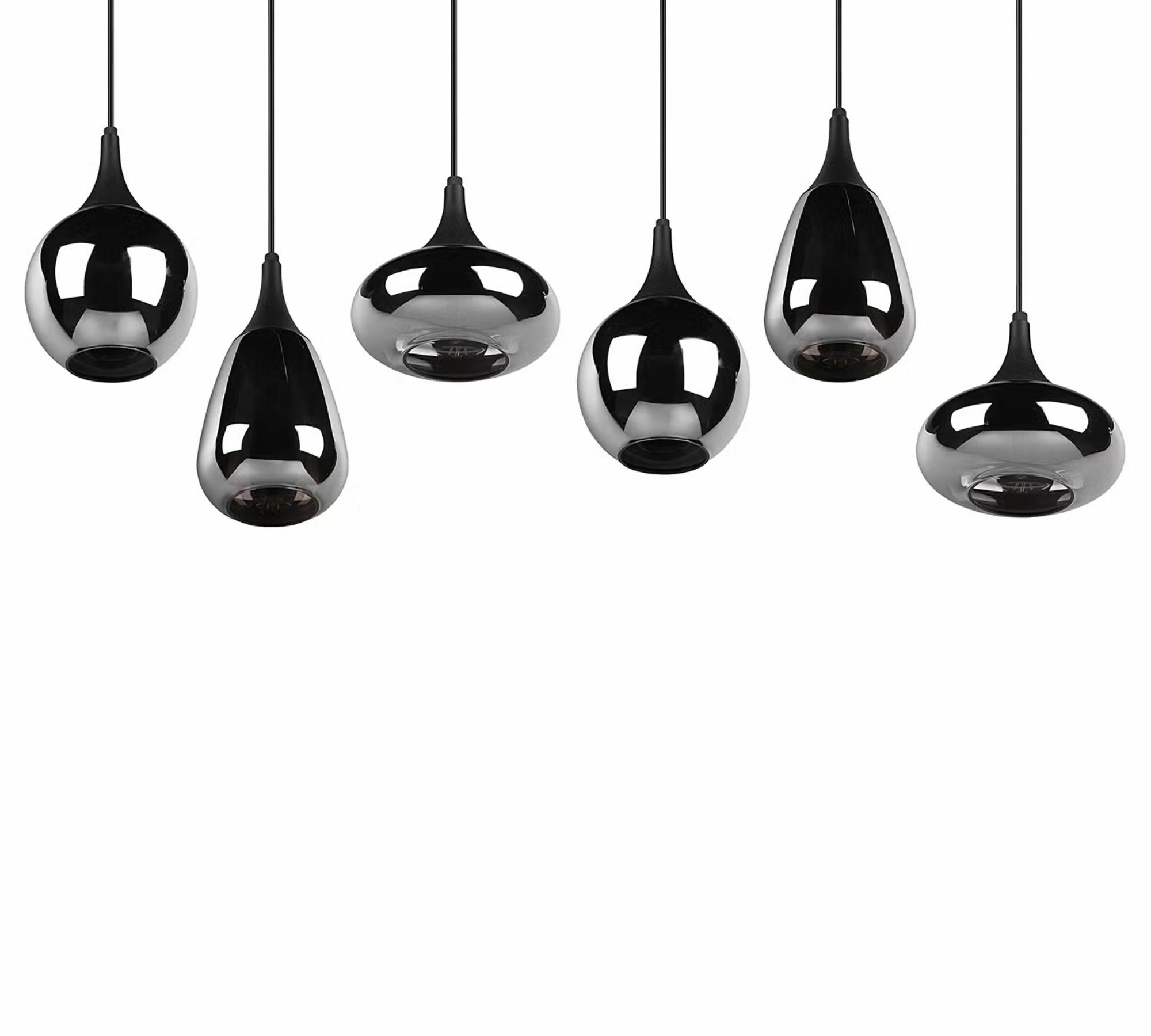 Pendelleuchte 6-flammig Rauchglas Stahl 7