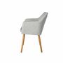 Armlehnstuhl Holz Webstoff Hellgrau 3