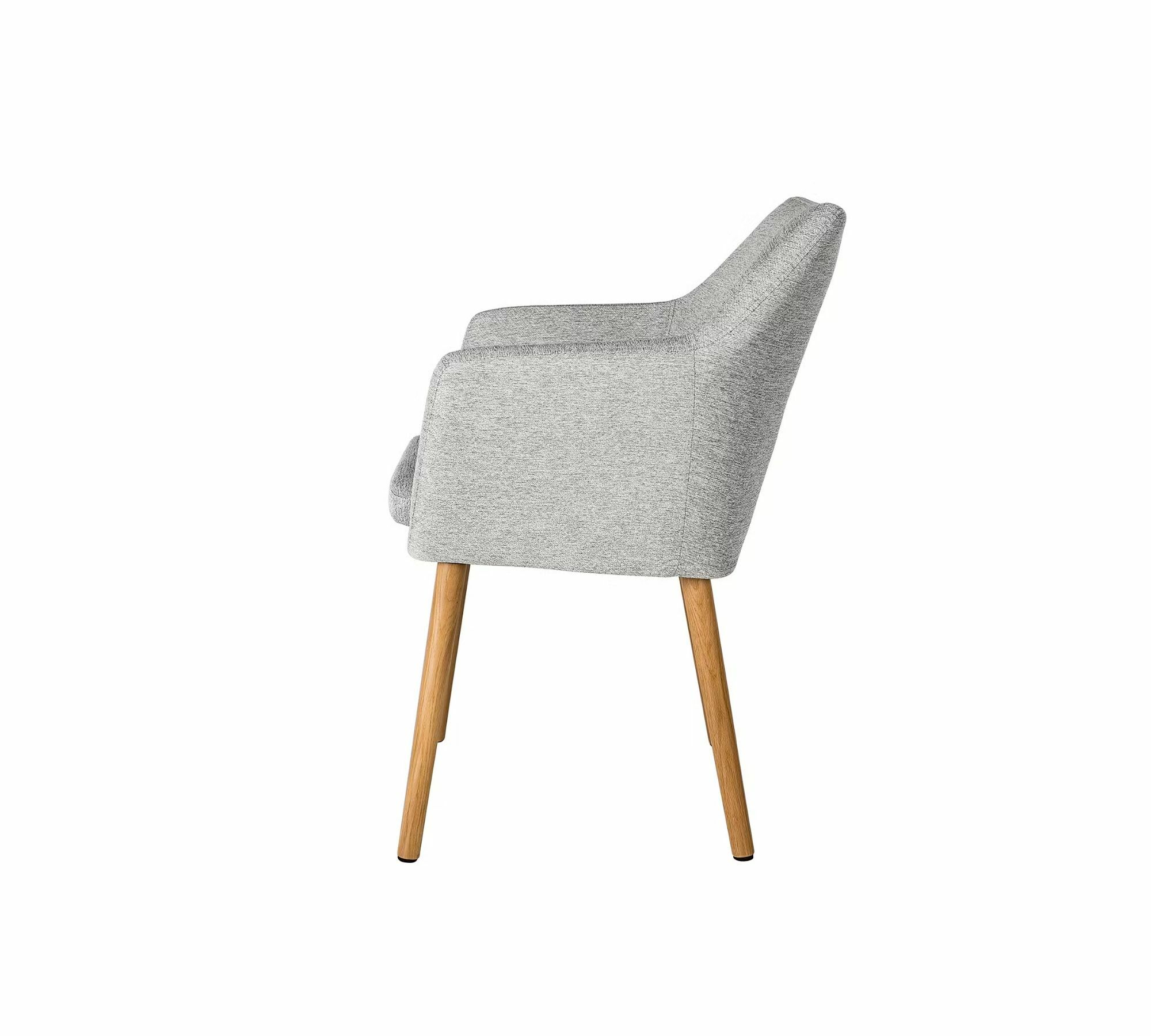 Armlehnstuhl Holz Webstoff Hellgrau 3