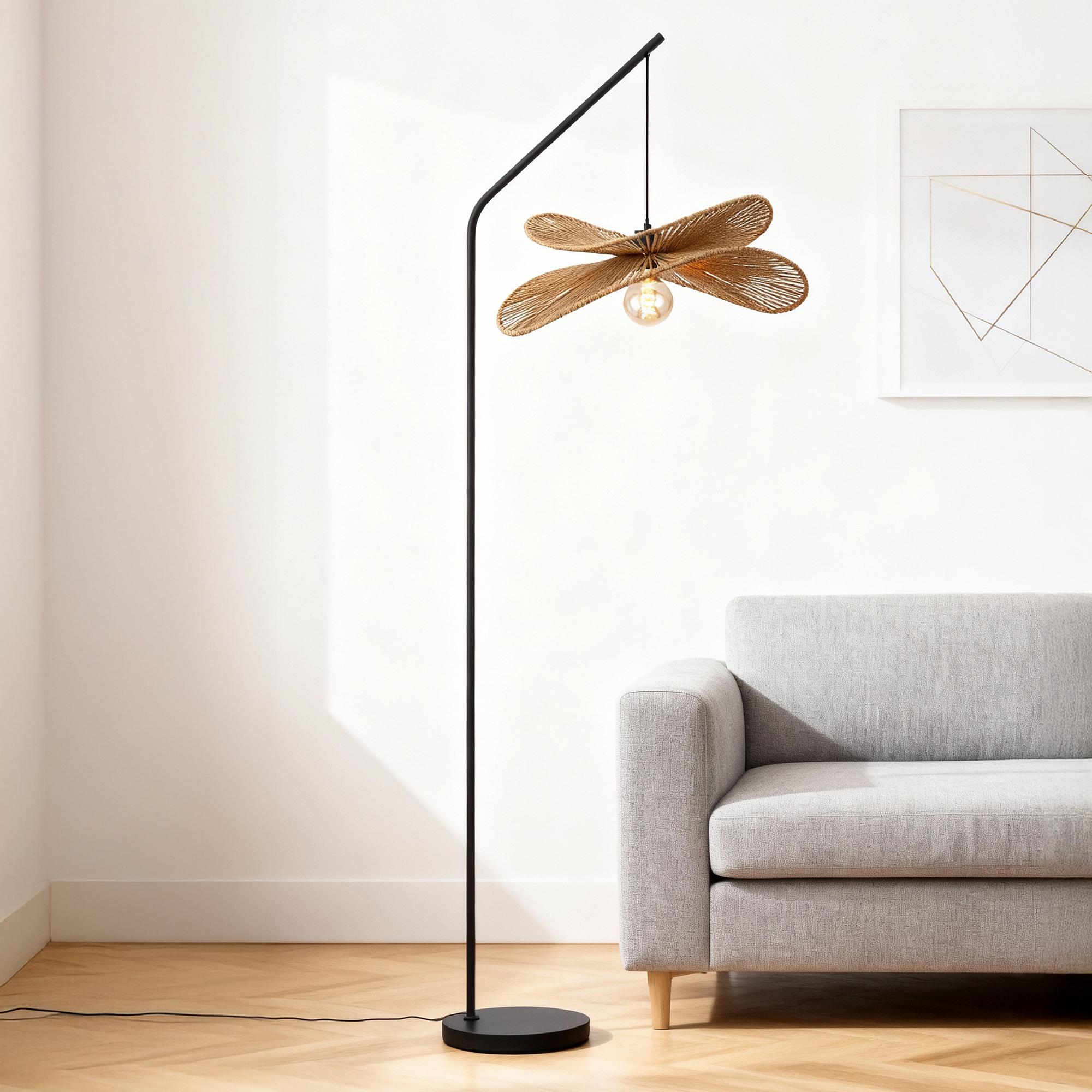 1-Light Fulger Floor Lamp Cast Iron Paper Natural 1