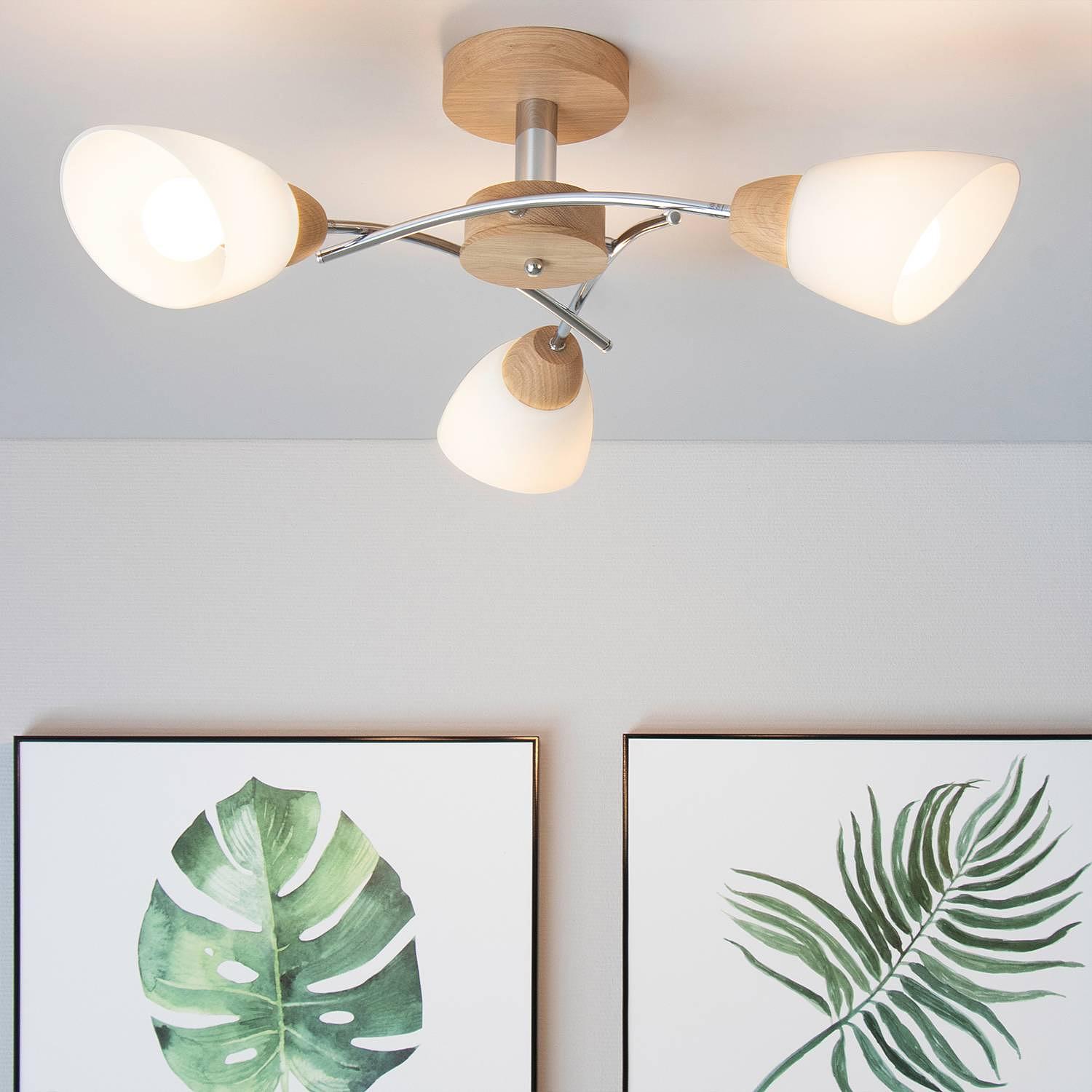 Ceiling light Viletta II frosted glass / steel 3-flame 4