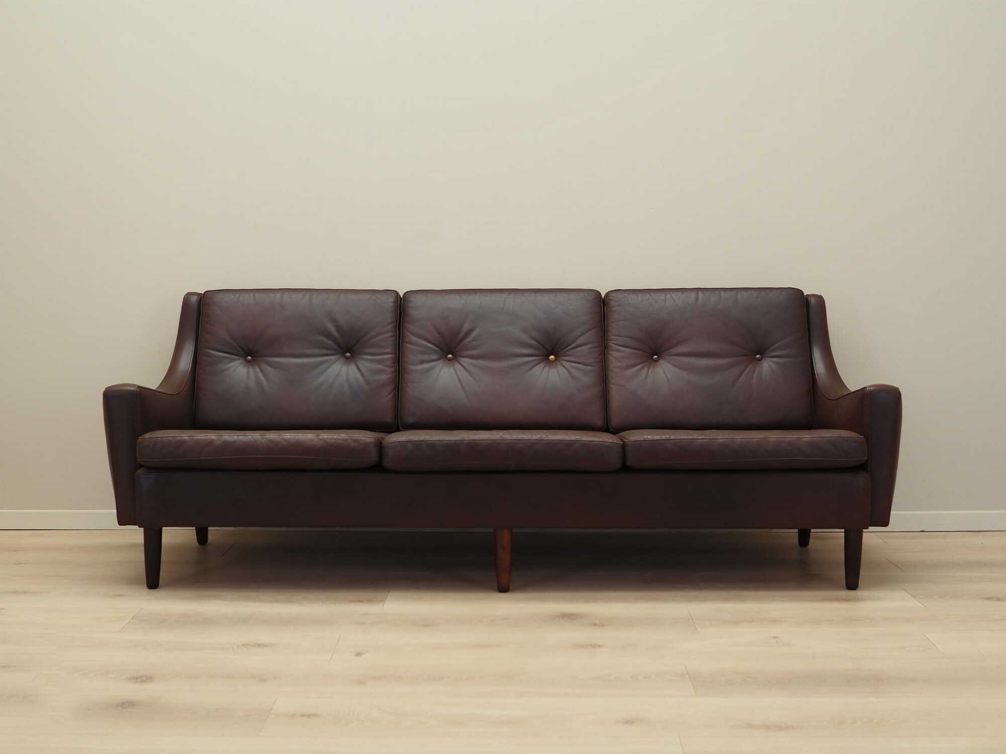 Sofa Leder Braun 1960er Jahre 1