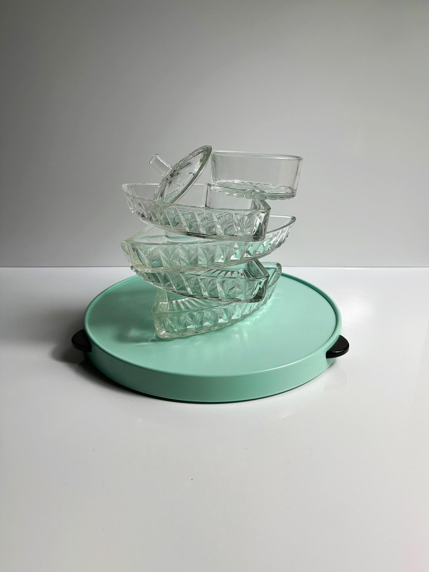 Vintage Kabarett Drehteller mit Schalen 1950er Jahre 5