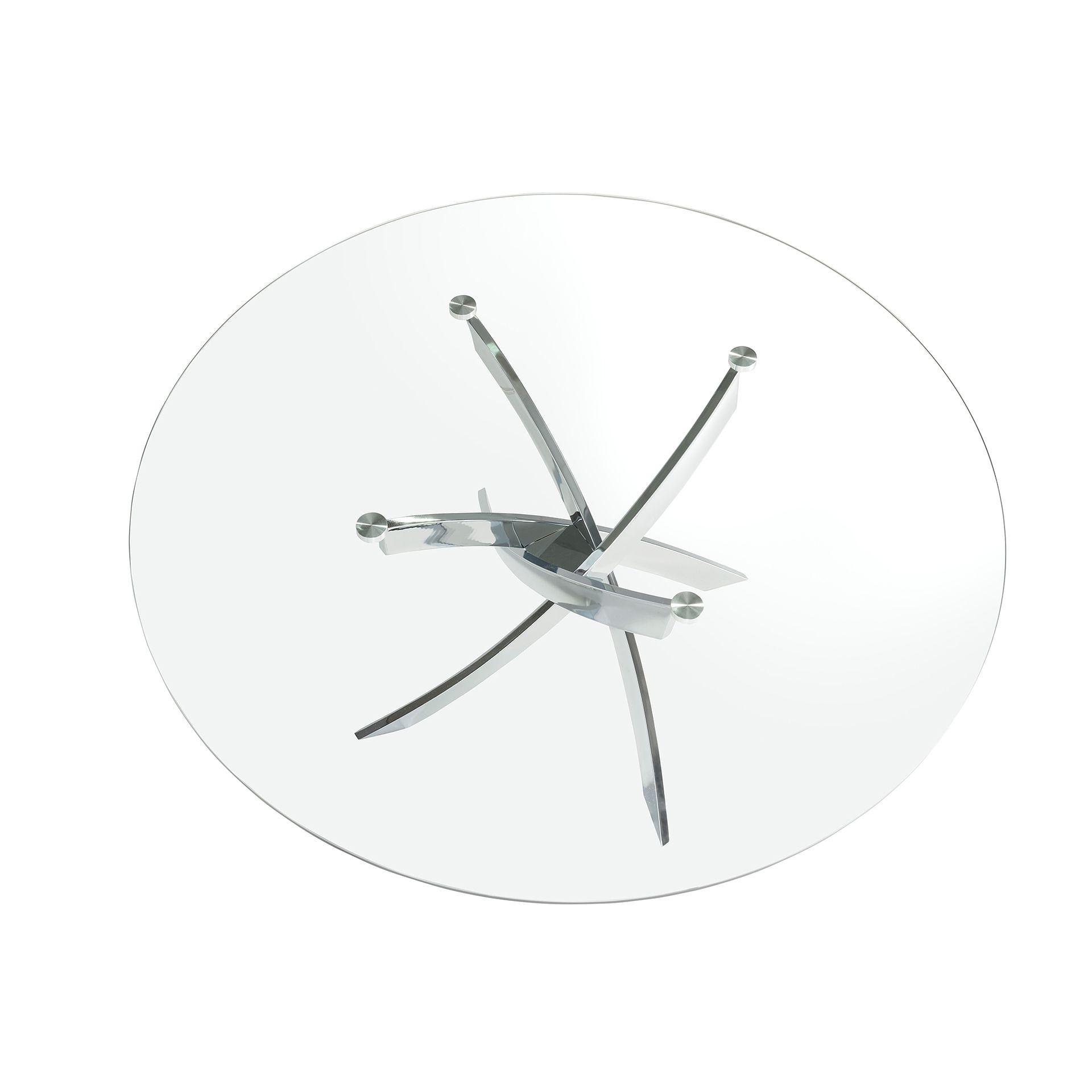 Round dining table Glass Stainless steel Silver Ø 140cm 4