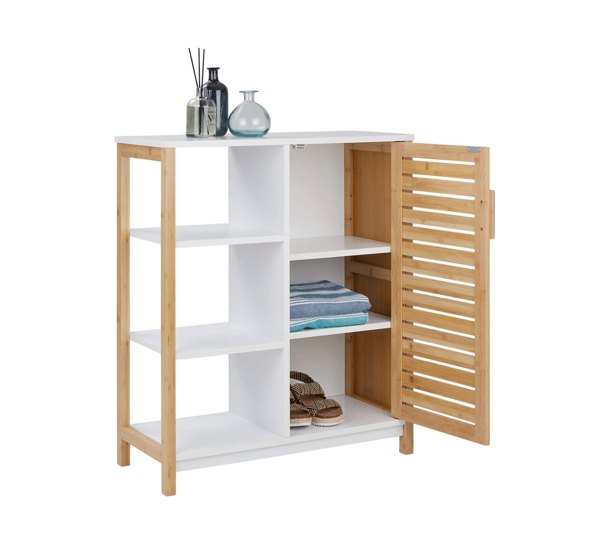 Badschrank Bambus Natur Weiß 6