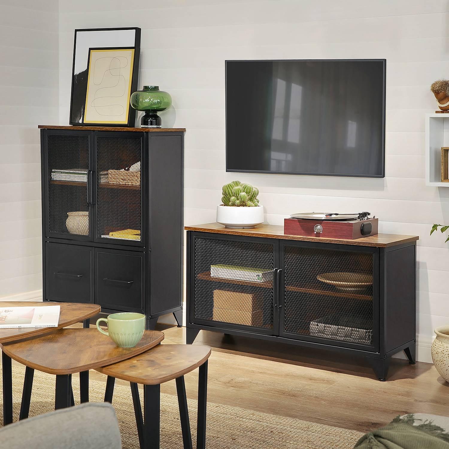 Chest of Drawers Thenon II Metal Black Brown 3