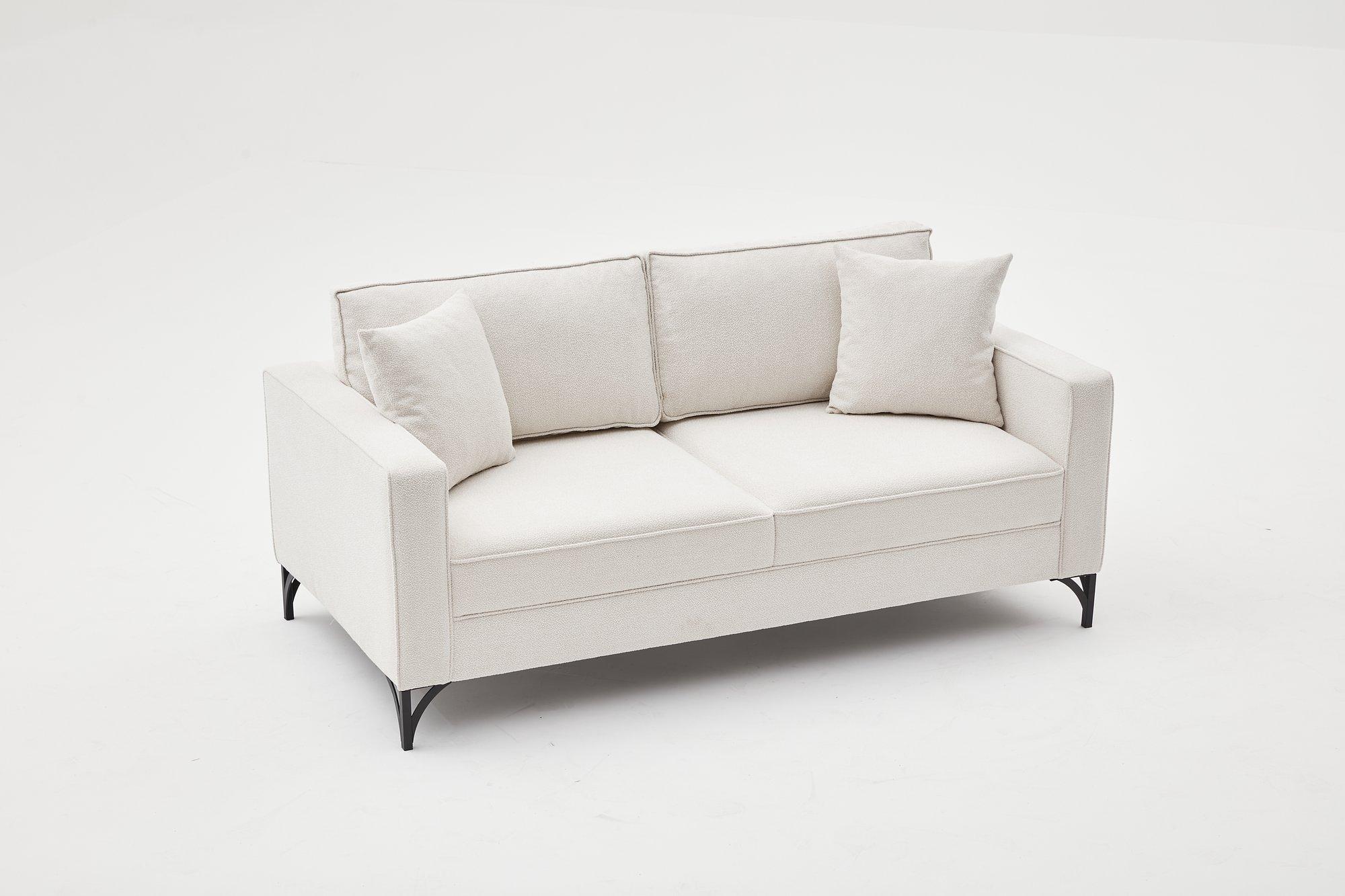 Lima Sofa 2-Sitzer Creme mit schwarzen Beinen 3