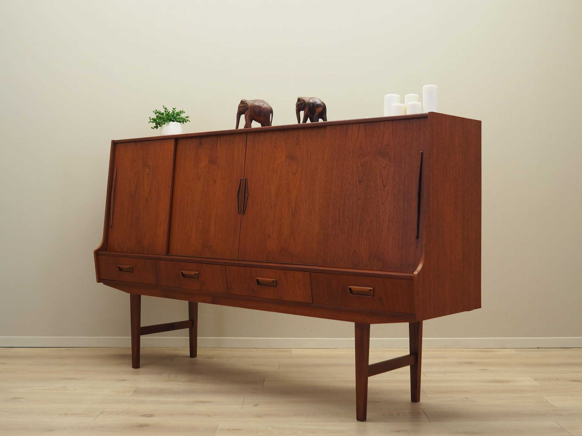 Highboard Teak Wood Brown 1960s 3
