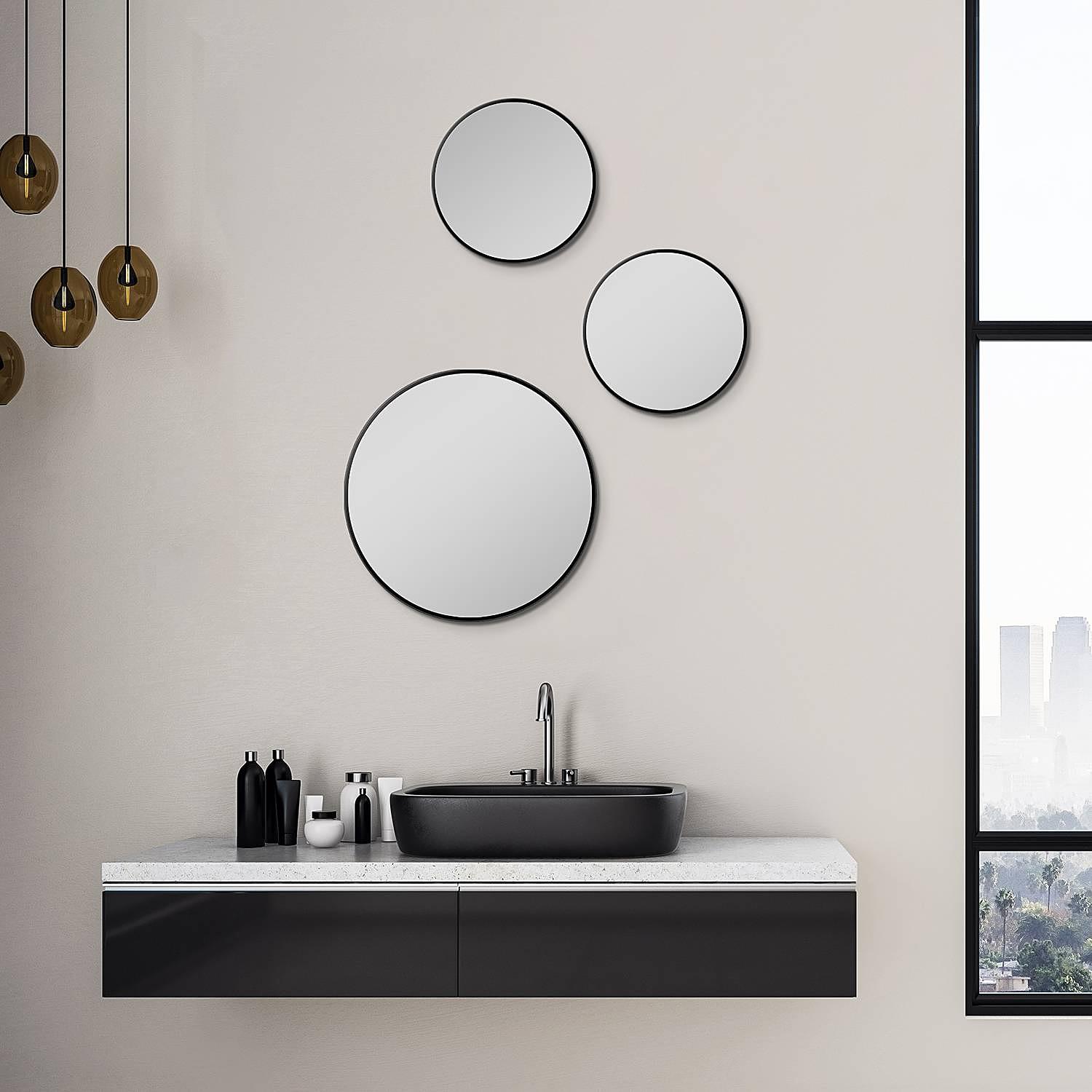 Wall Mirror Picasso Round Mirror Glass Aluminum Black 25 cm 3