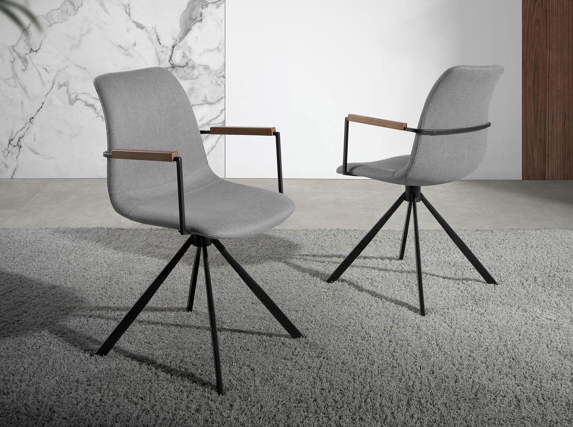 Dining chair with armrests Textile Grey 2