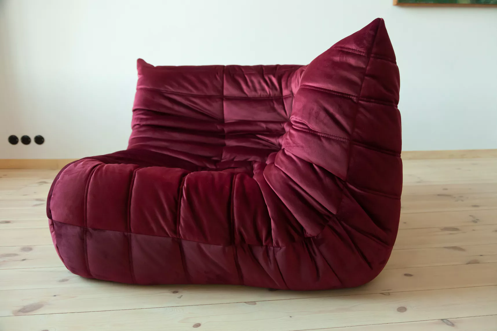 Togo Corner Sofa Velvet Burgundy 1