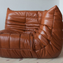 Togo Corner Sofa High Gloss Leather Whisky Brown 1