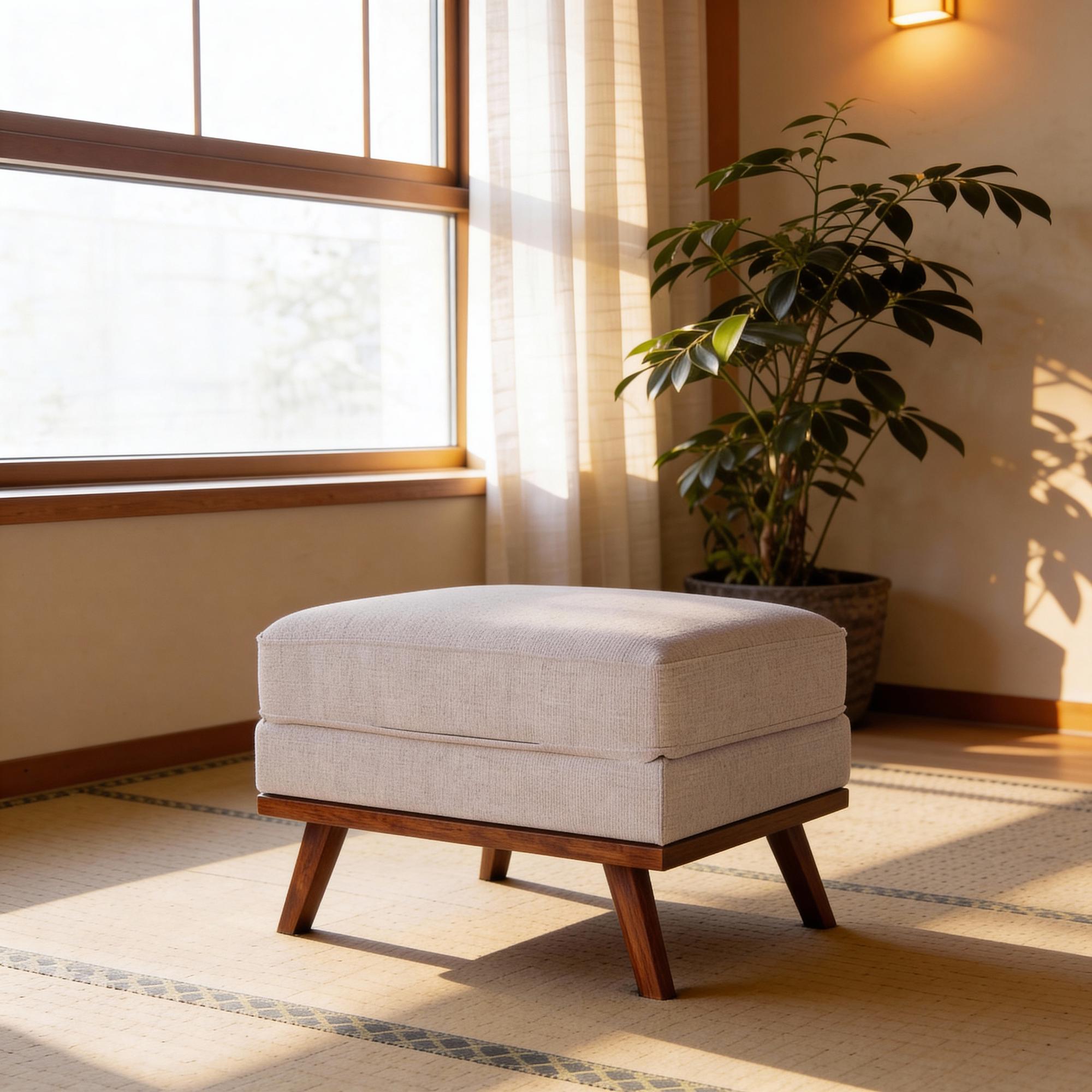 Stool Japandi Fabric Beige 1