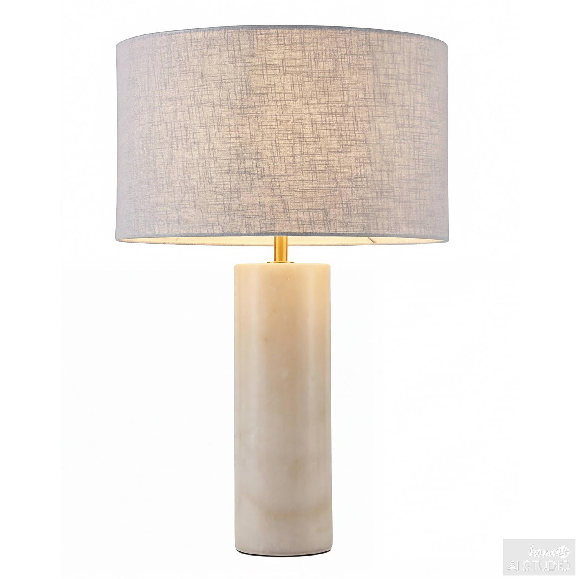 Juxo Tischleuchte mit Marmorfuß 1-flammig Leinen Marmor Weiß 3