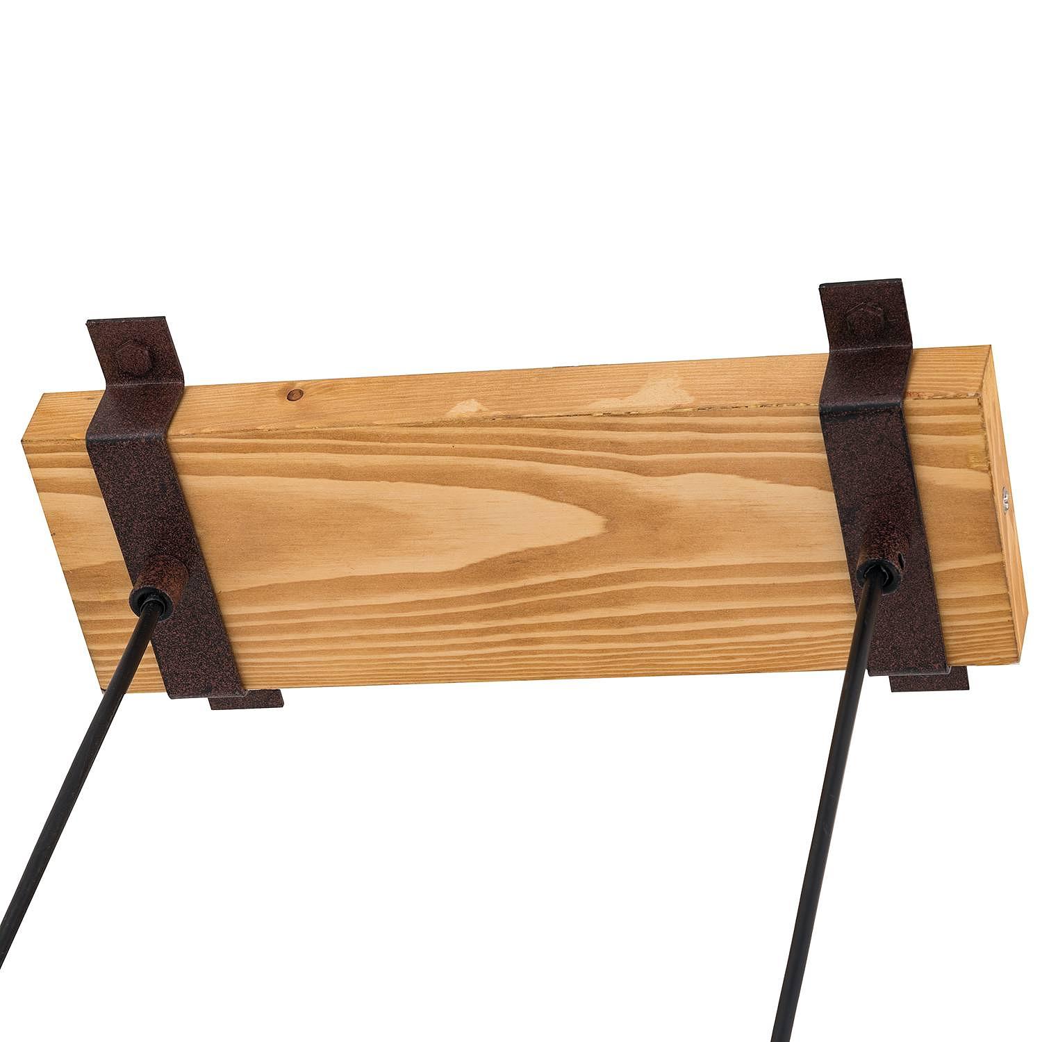 4-flame pendant light Linn II partly solid wood ash iron 4