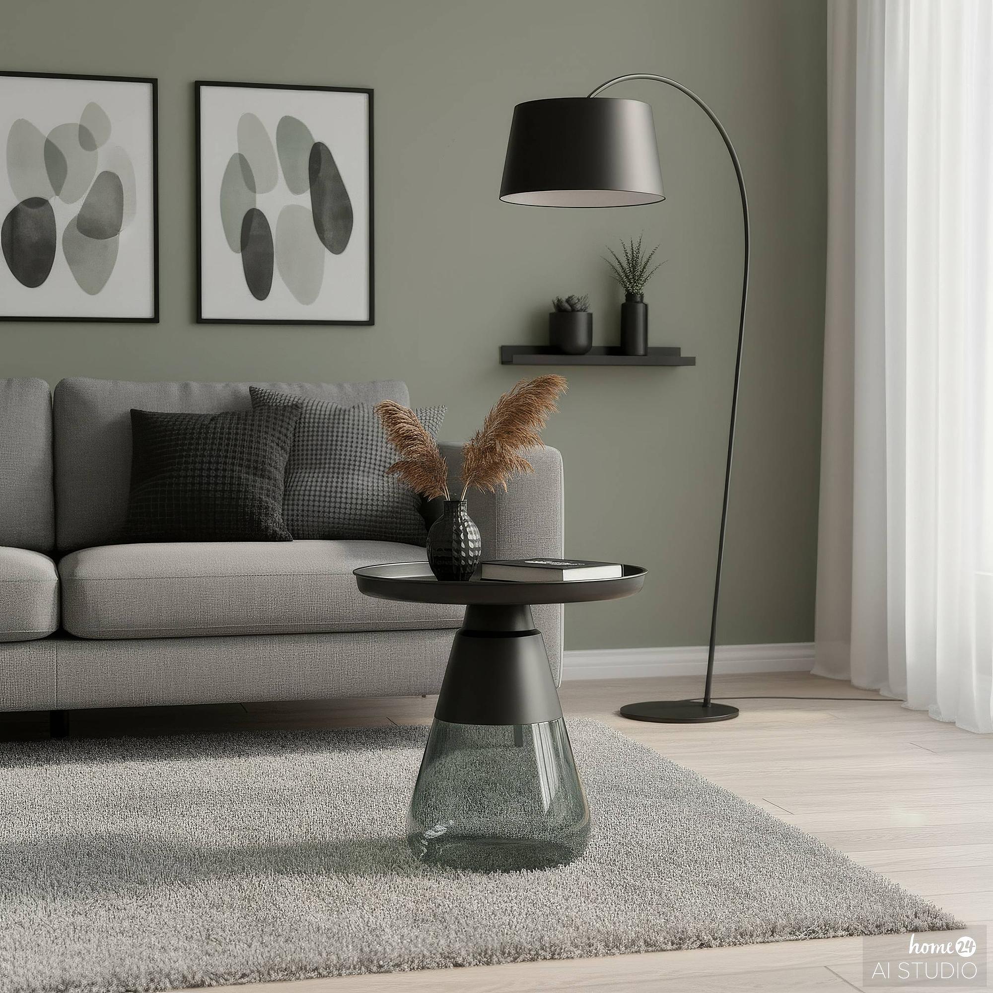 Caviatta Couchtisch Glas Metall Graugrün 1