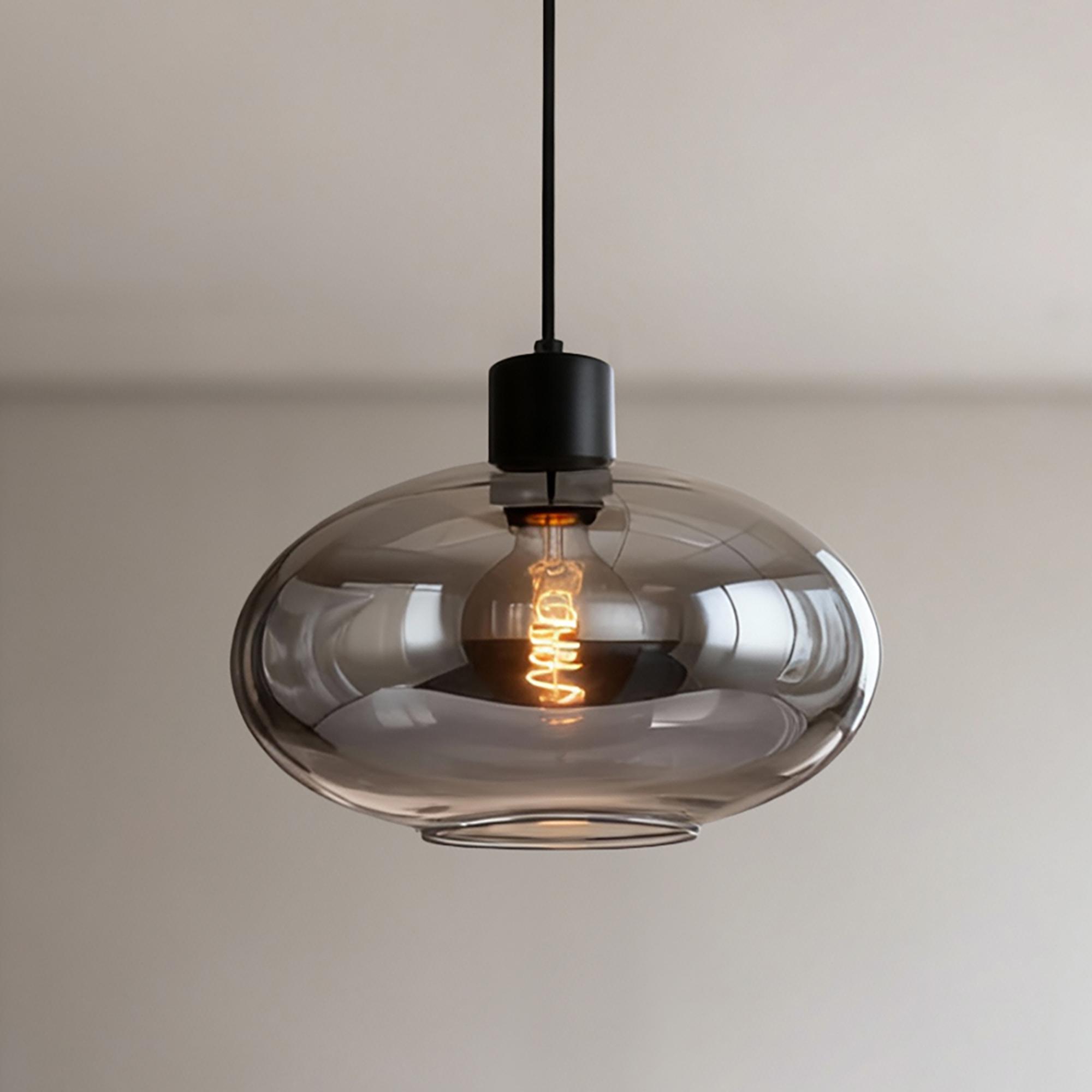 1-Flammig Laport Pendelleuchte Gusseisen Rauchglas 0