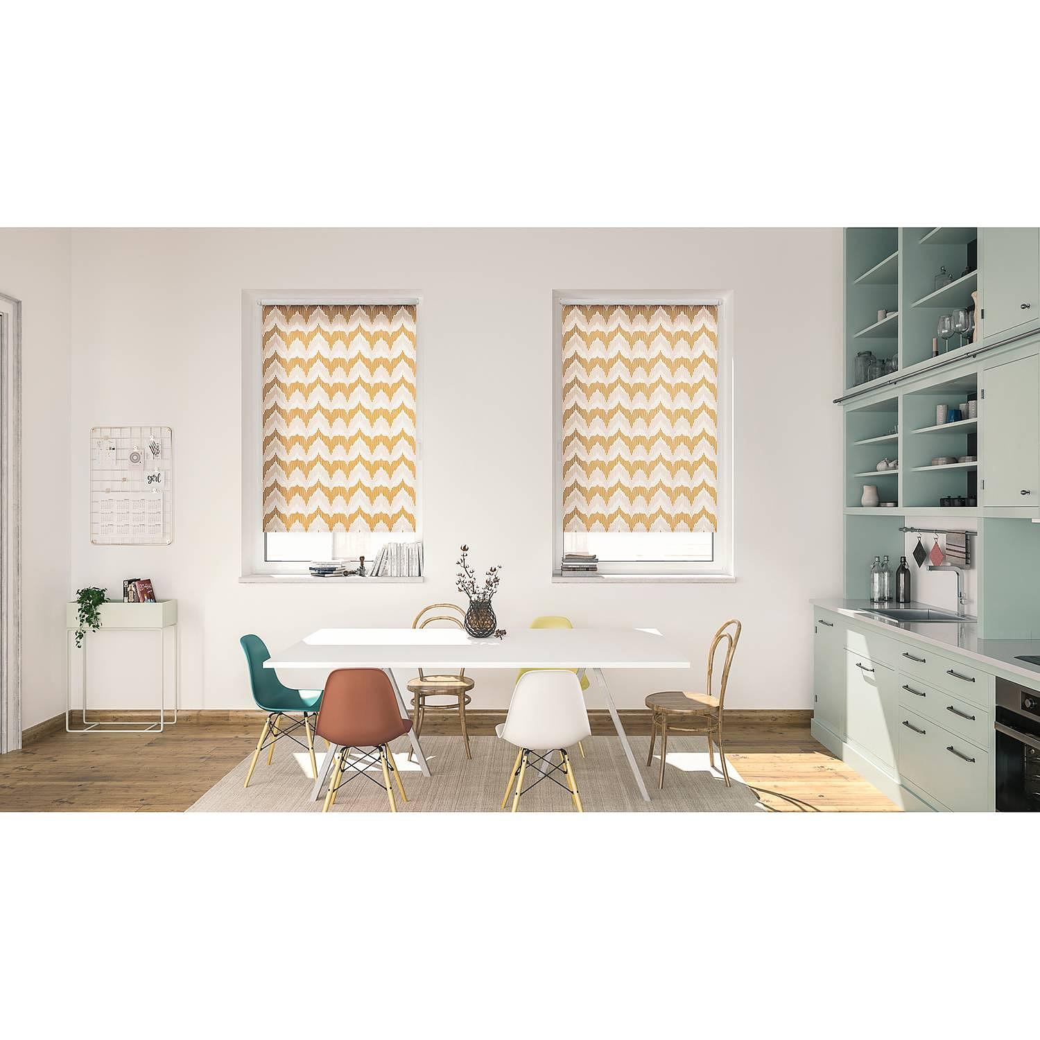 Klemmfix Rollo Boho Zig Zack Polyester Gelb 90 x 150 cm 3