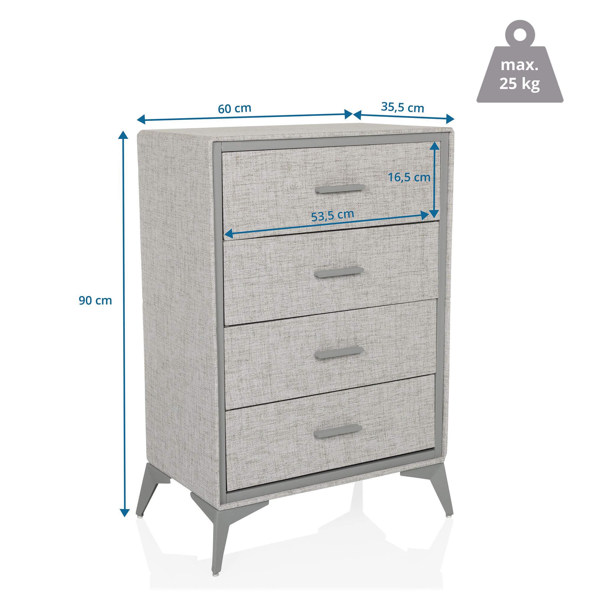 Chest of drawers SKUFFY 64x35x90cm 4 drawers grey hjh LIVING 4