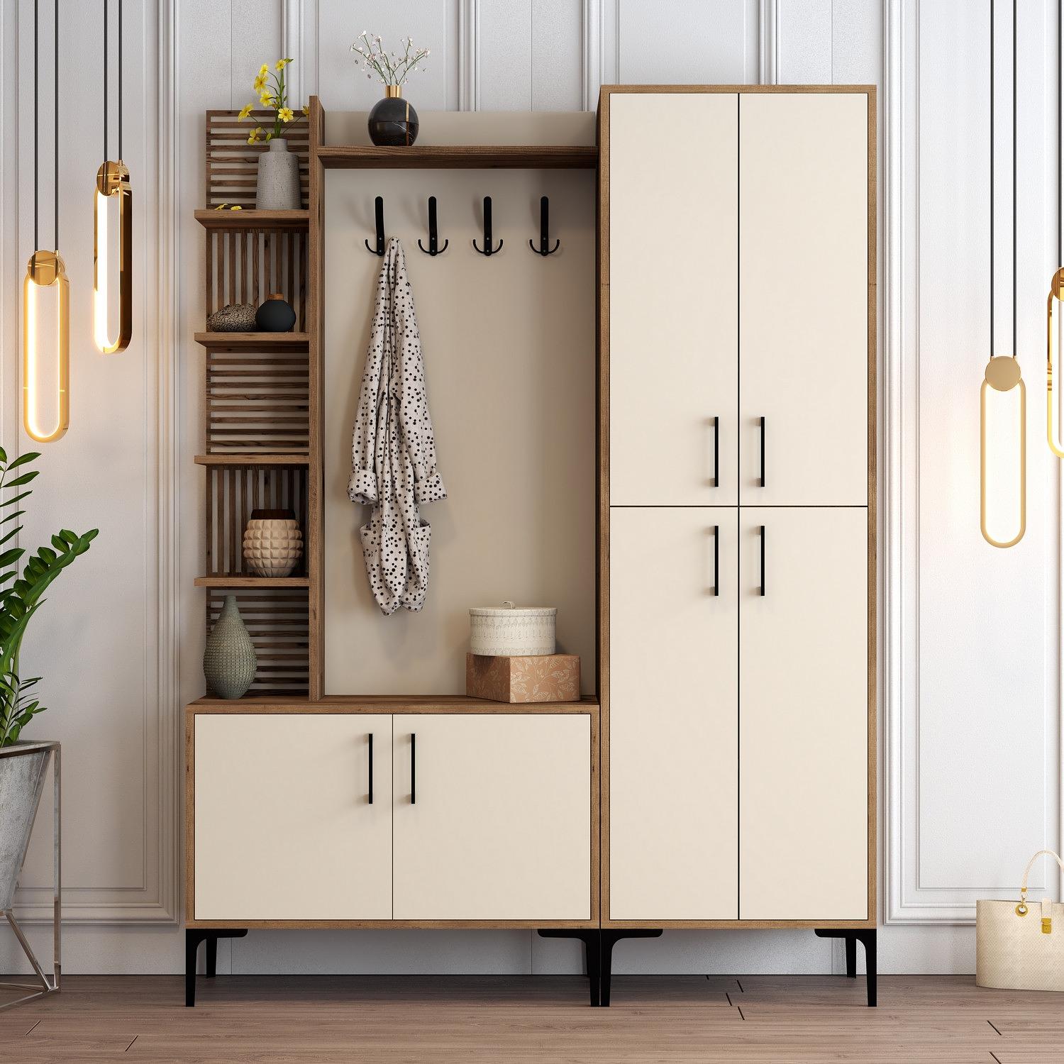 Walnut Brown Wardrobe Cream 150cm x 200cm 0