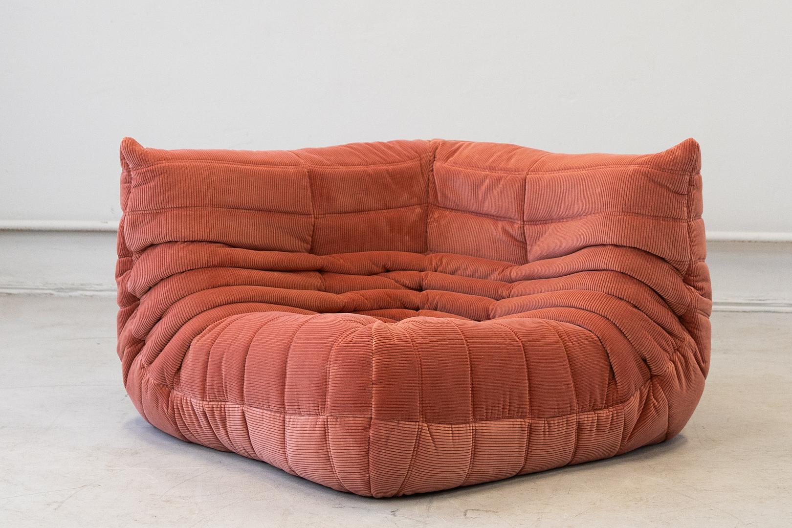 Togo Corner Sofa Cord Coral 1