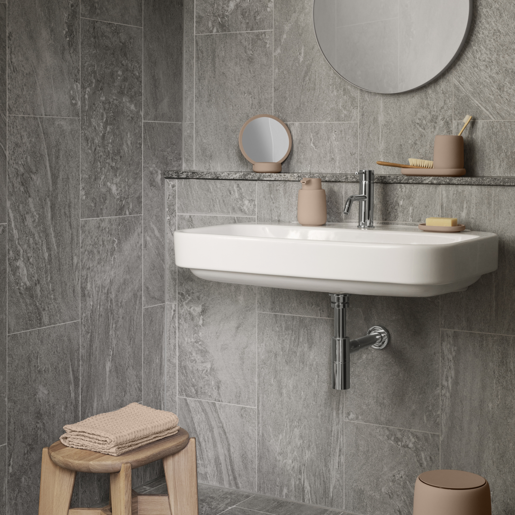 Rim Wandspiegel Steel Gray Glas Smoked Ø80cm 65924 2