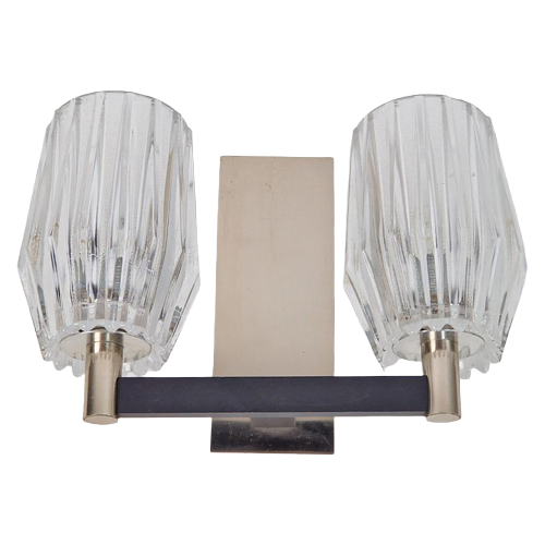 Vintage Wandlampe Glas 70er Jahre Metall 0